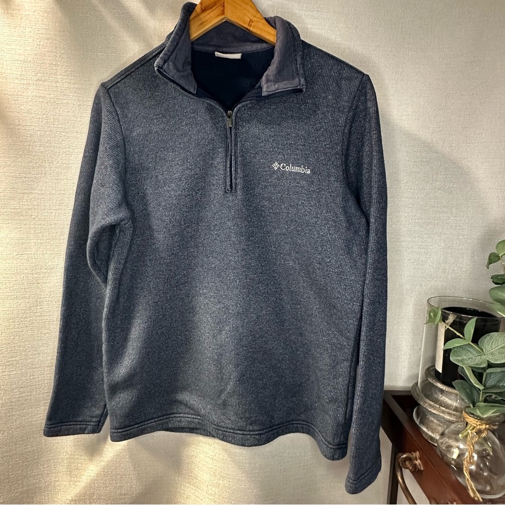 Columbia Men's Navy Quarter Zip Pullover Collar Sweater Small